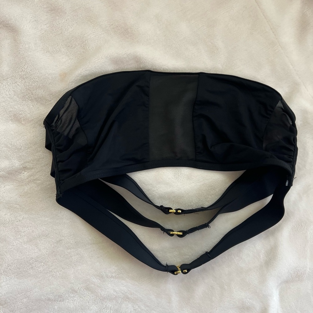 Victoria’s Secret M swim Black Sheer Sexy Strapless Bandeau style bikini top